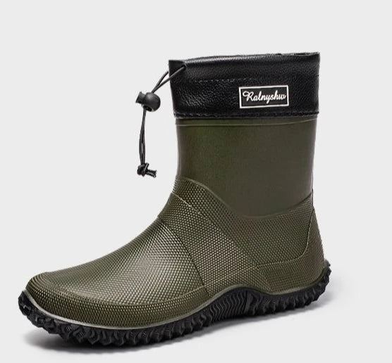 High-performance men's waterproof ankle work boots, brown PVC, built for comfort and durability