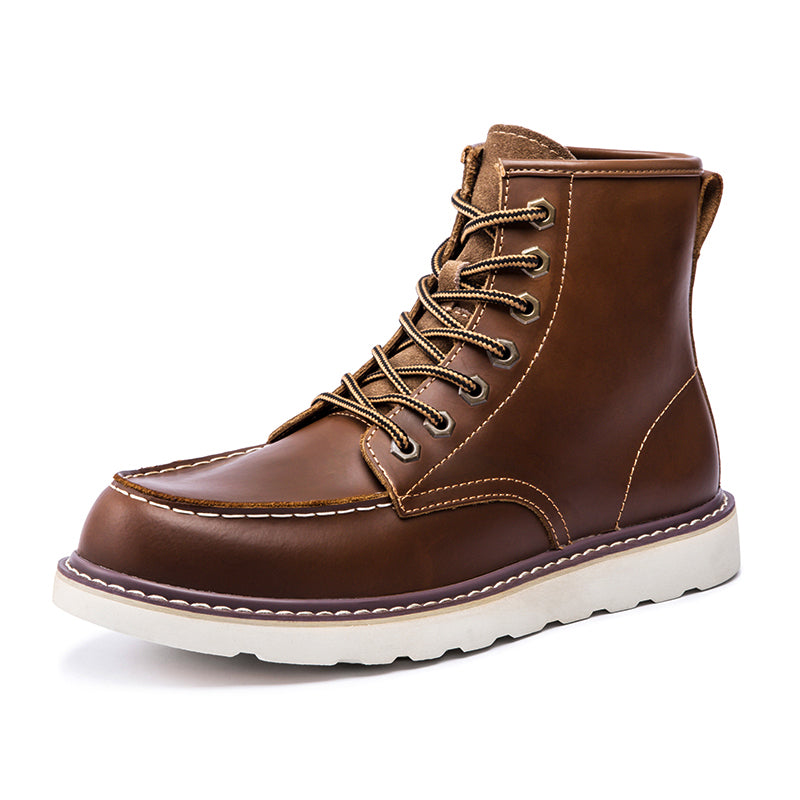 Men's waterproof casual chukka boots, full view, dark brown leather, ideal for outdoor adventures