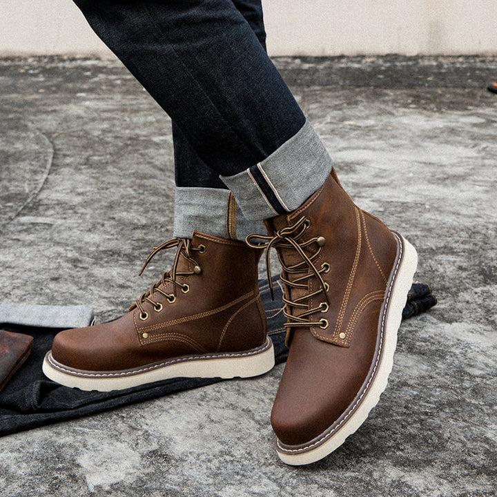 Detailed shot of the interior lining of men's chukka boots, showing soft and breathable material