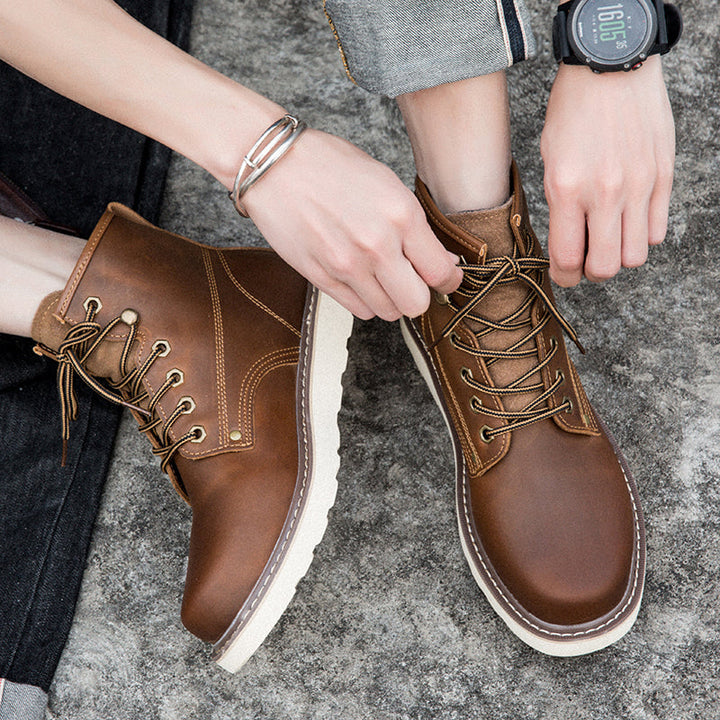 Men's outdoor chukka boots, highlighting their readiness for rugged and unpredictable trails