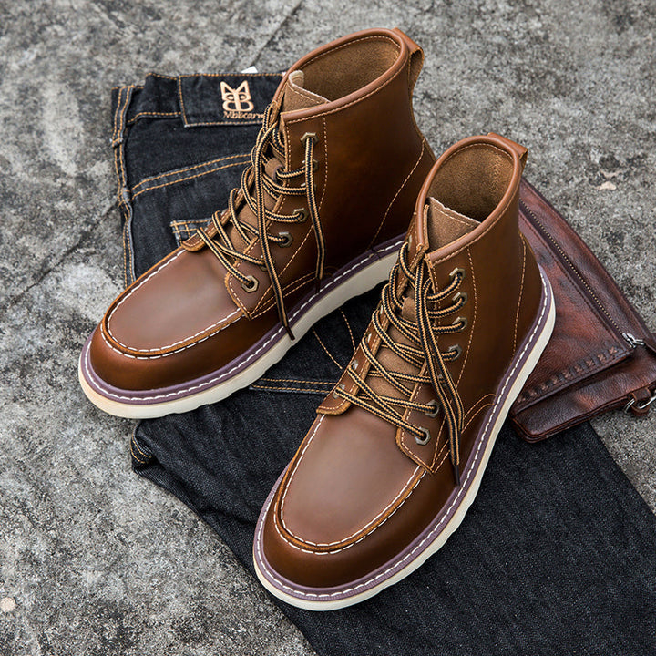 Men's casual chukka boots in a lifestyle setting, paired with jeans for a stylish look