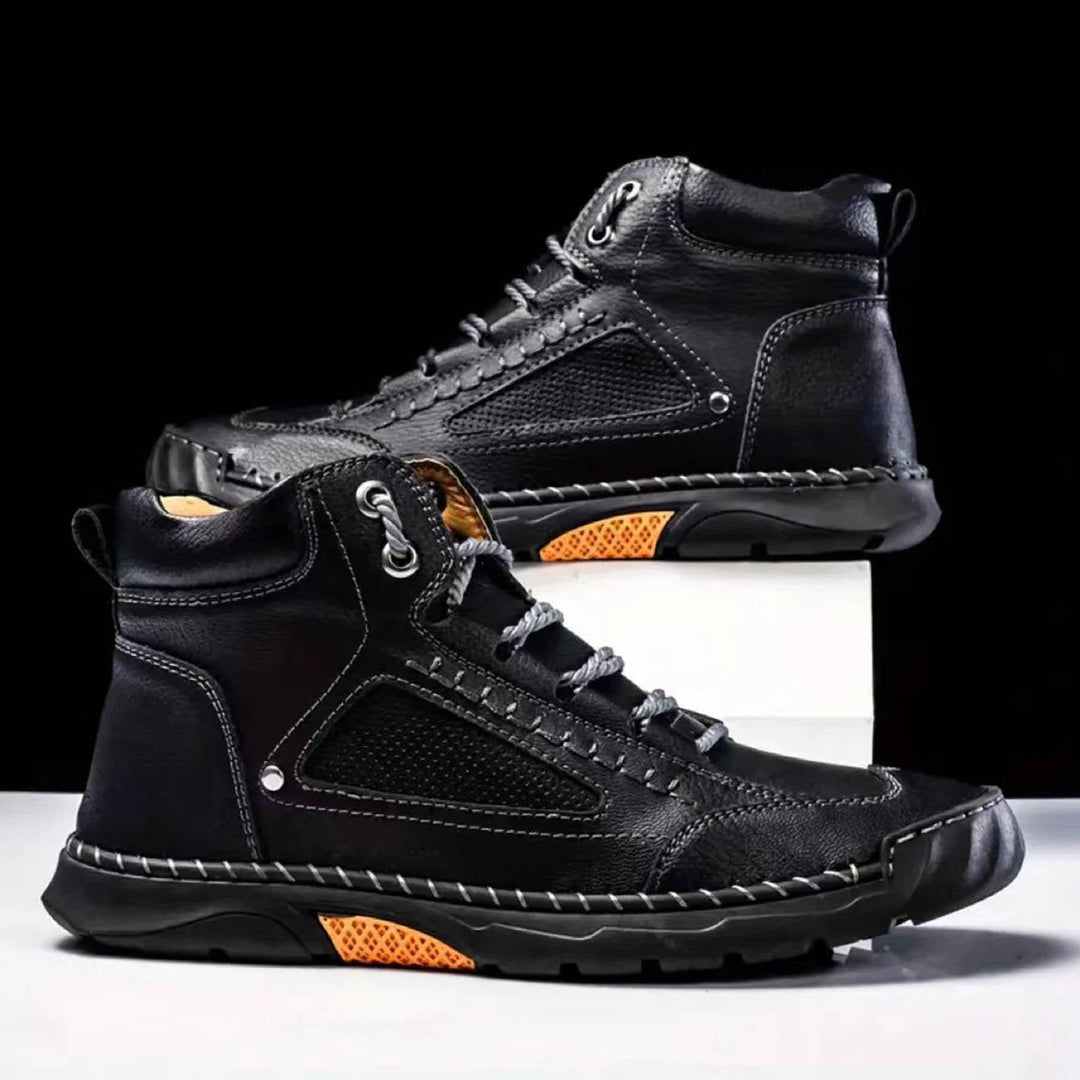 Men's waterproof hiking boots for rugged trails with arch support.