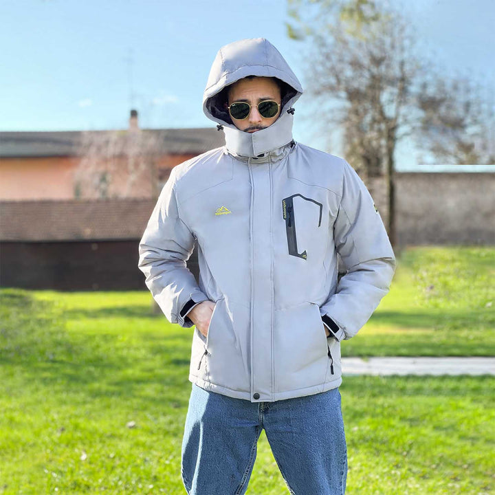 Inner fleece layer of black ski jacket, comfort fit and breathability.