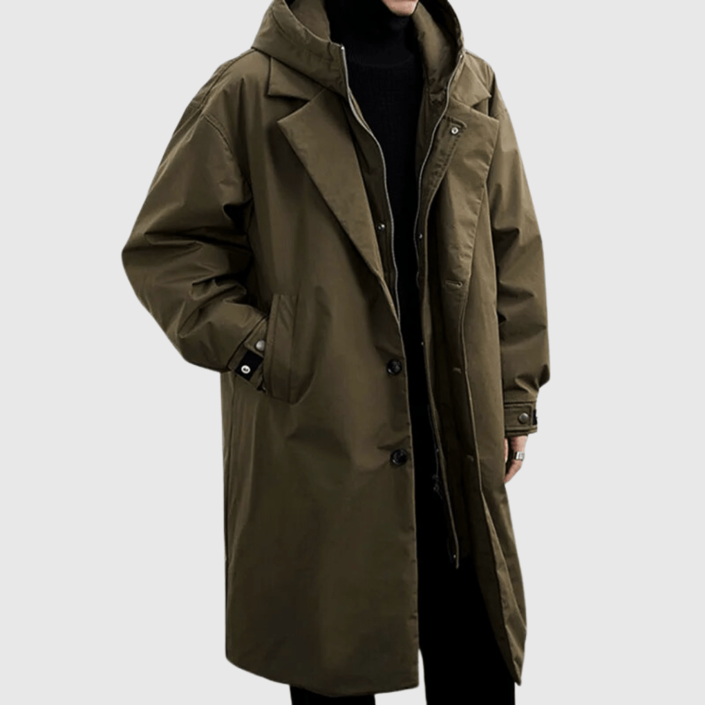 Stylish men's waterproof jacket, perfect as lightweight outerwear or windbreaker. Great for all-weather rain protection.