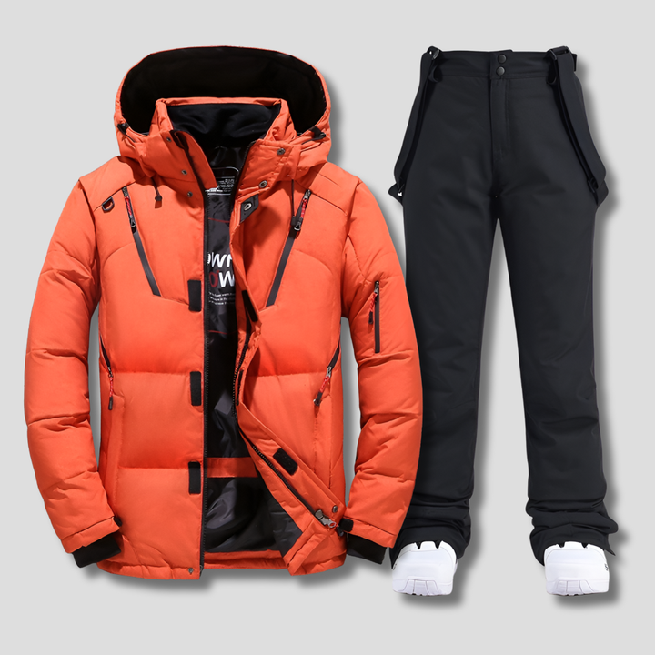 Full-body men's ski suit, weather-resistant and warm for winter sports, skiing, snowboarding & snow play.