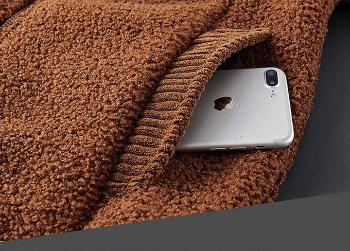 Warm men's fleece jacket with a hood, designed for ultimate comfort and winter protection