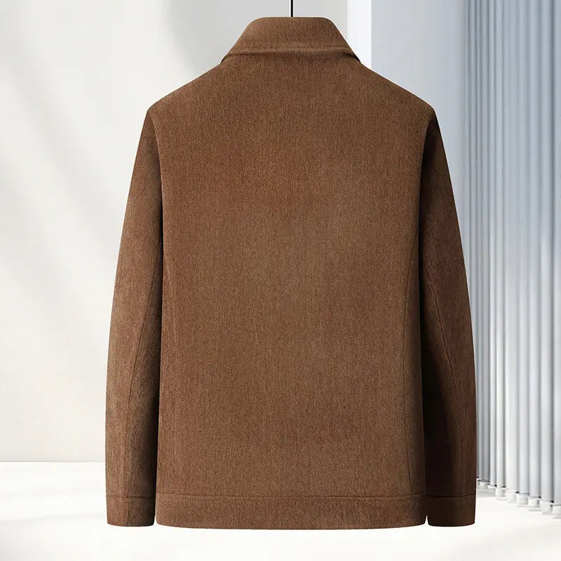 Men's casual jacket with a unique woven texture and full zip closure, showcasing modern style.