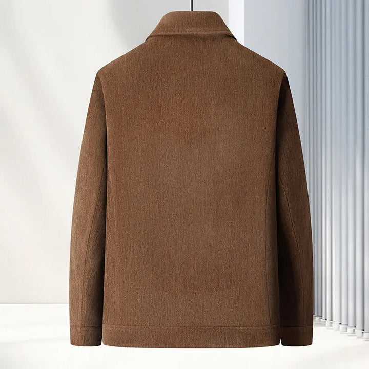Men's casual jacket with a unique woven texture and full zip closure, showcasing modern style.