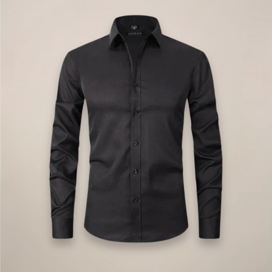 Comfortable men's long-sleeve button-up shirt for smart casual weekend wear.