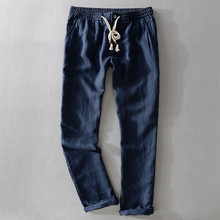 Men's Casual Linen Pants with Elastic Waist and Drawstring - Lexians