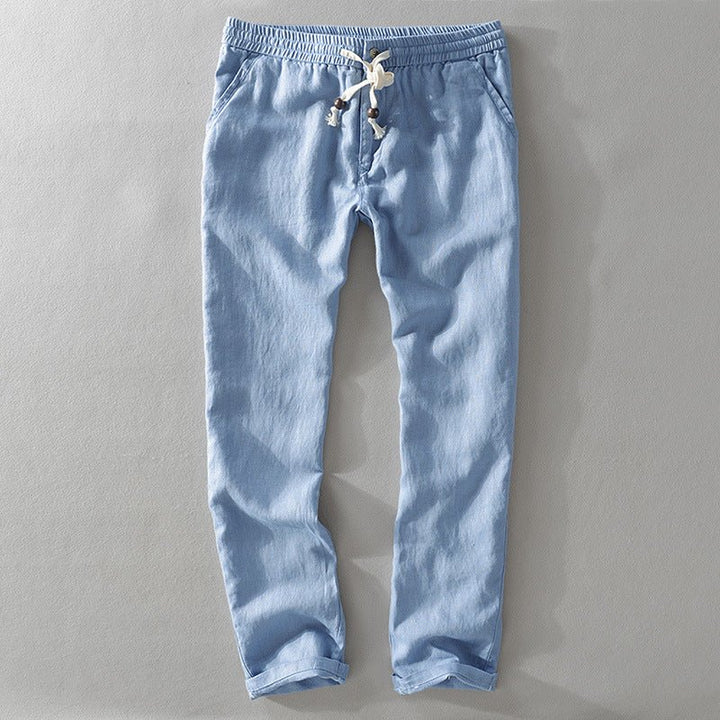 Men's Casual Linen Pants with Elastic Waist and Drawstring - Lexians