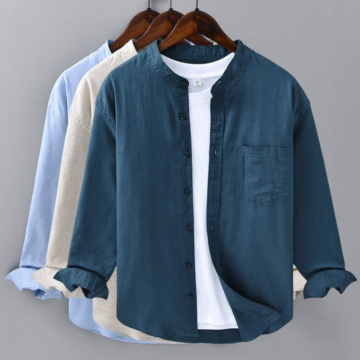 Men's Casual Linen Shirt with Chest Pocket - Lexians