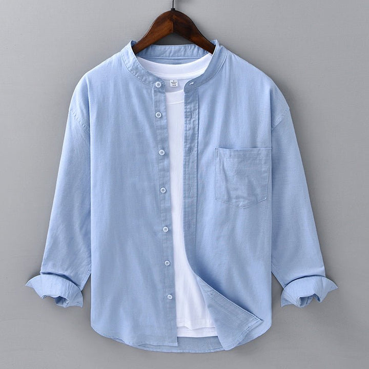 Men's Casual Linen Shirt with Chest Pocket - Lexians