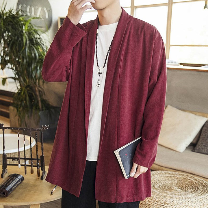 Men's Casual Mid - Length Cotton Linen Coat - Lexians