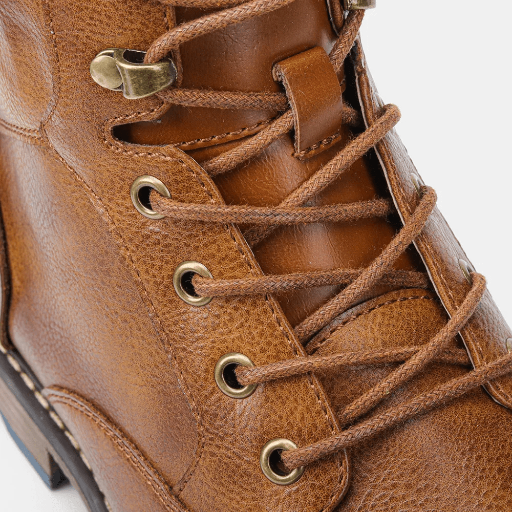 Men's Leather Boots with Side Zipper and Non - Slip Sole - Lexians