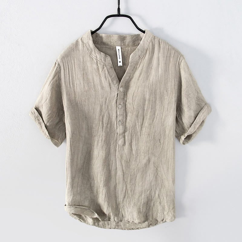 Men's Short Sleeve Half Button Shirt