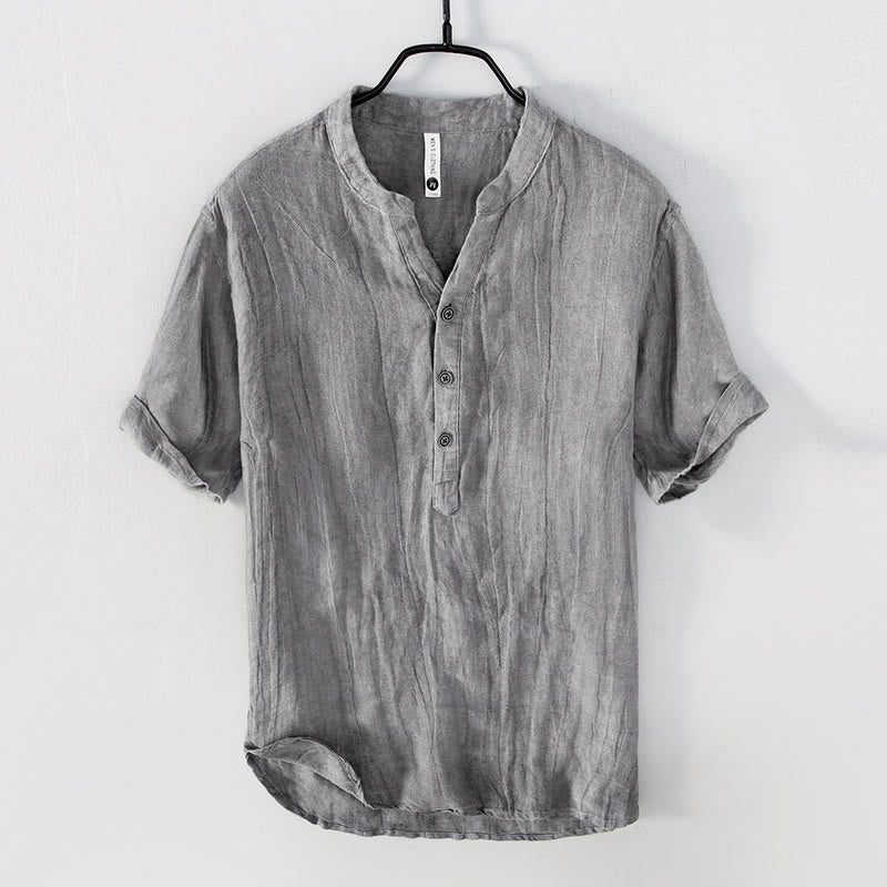 Men's Short Sleeve Half Button Shirt
