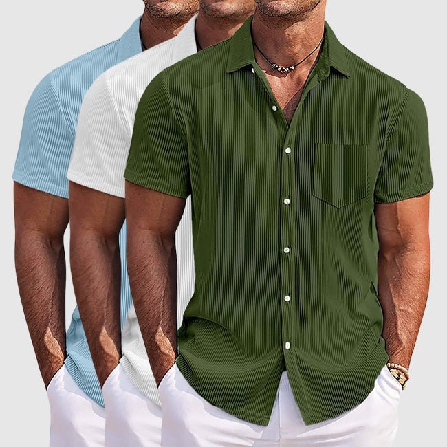 Men's Striped Summer Shirt with Turn - Down Collar - Lexians