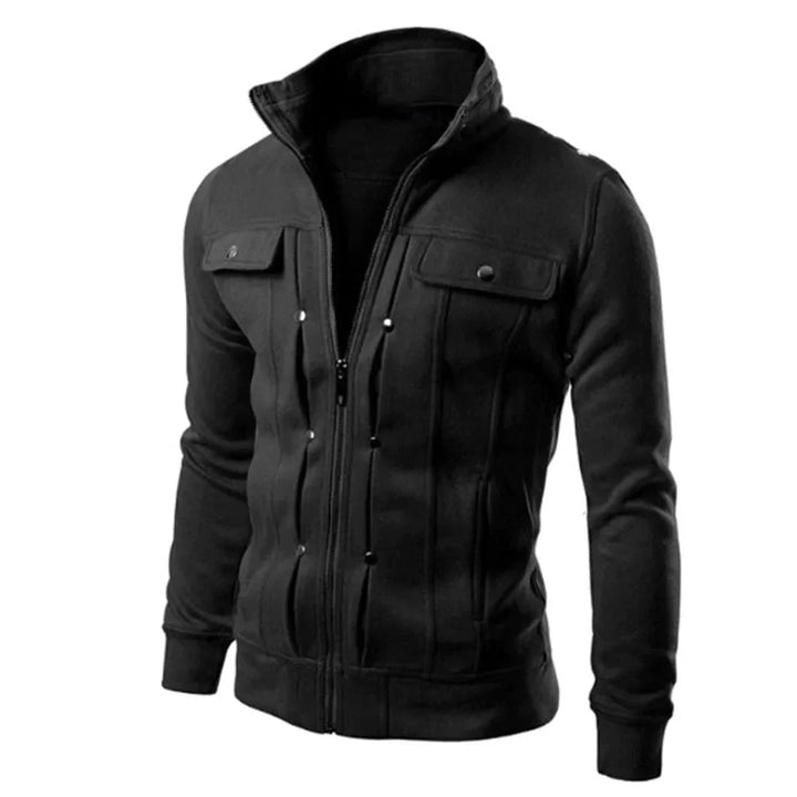 Men's stylish versatile zip-up stand collar jacket. Perfect casual outerwear for everyday spring & fall fashion.