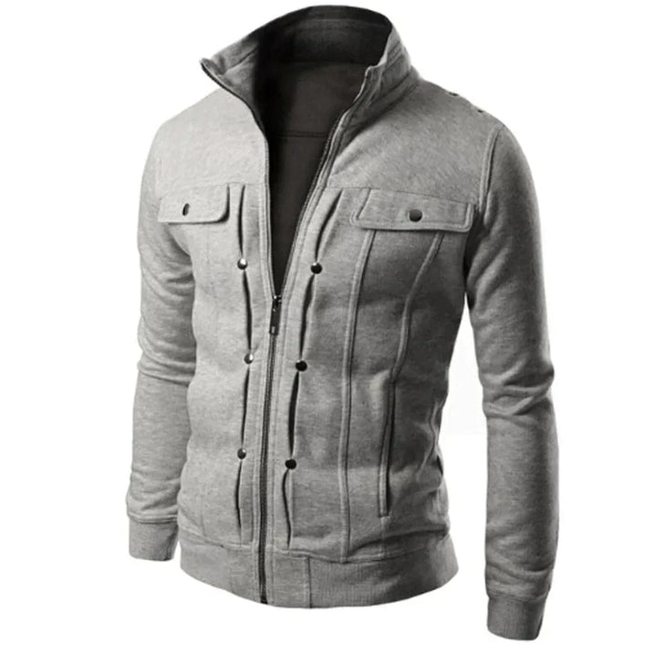 Comfortable men's outerwear: a zip-up stand collar jacket. Essential for everyday style in spring and autumn.