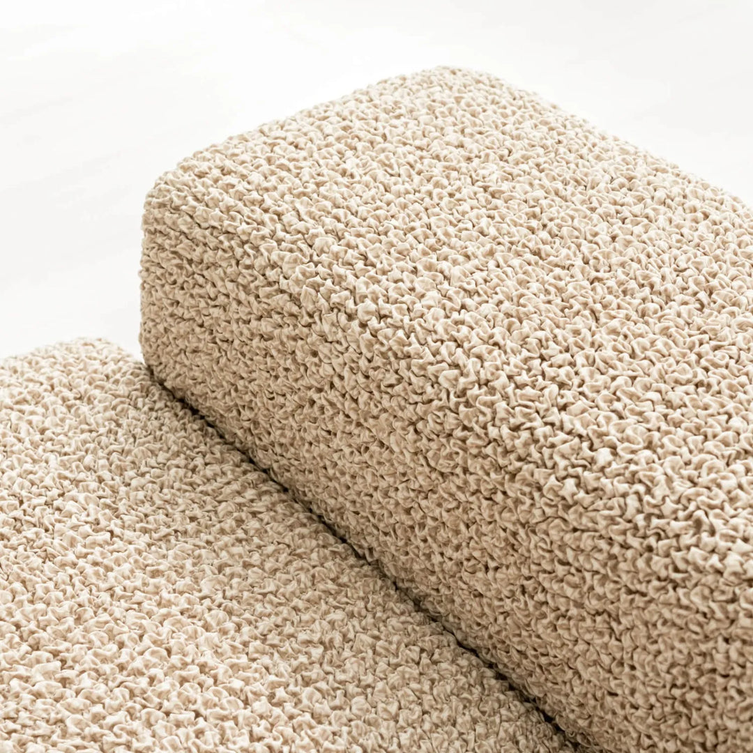 "Microfiber 3-seater sofa slipcover in various colors, showcasing a snug fit and elegant texture for enhanced decor."