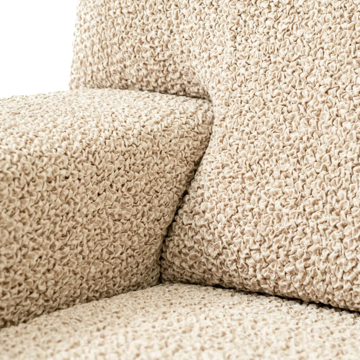 "Microfiber 3-seater sofa slipcover in various colors, showcasing a snug fit and elegant texture for enhanced decor."