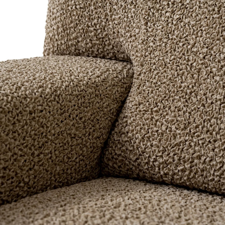 "Microfiber 3-seater sofa slipcover in various colors, showcasing a snug fit and elegant texture for enhanced decor."