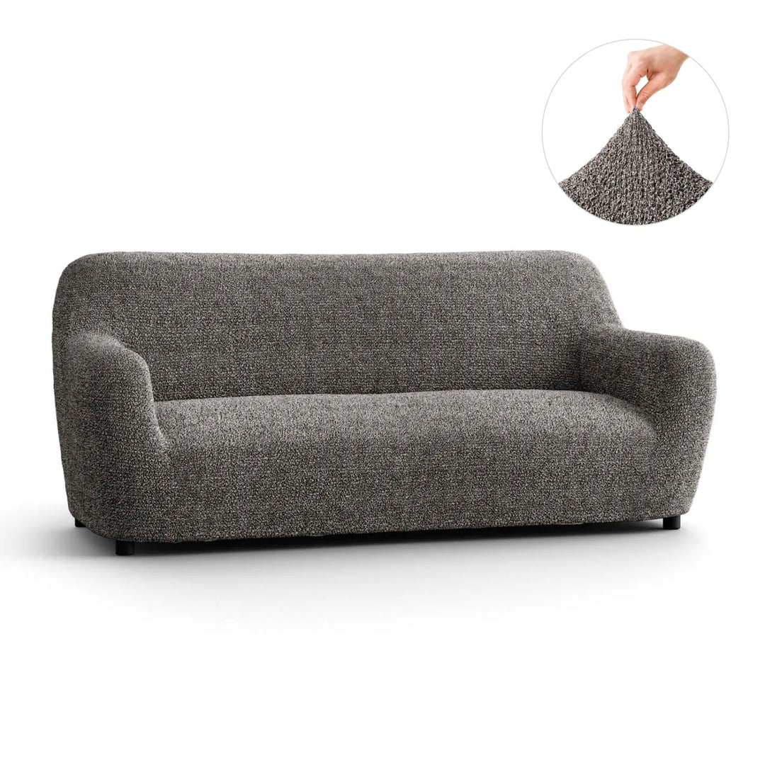 "Microfiber 3-seater sofa slipcover in various colors, showcasing a snug fit and elegant texture for enhanced decor."