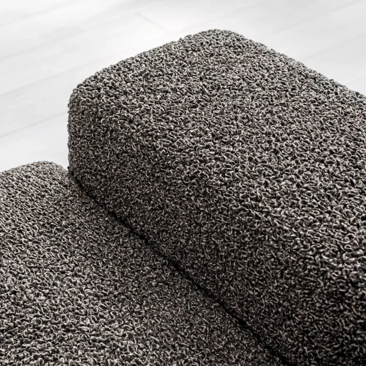 "Microfiber 3-seater sofa slipcover in various colors, showcasing a snug fit and elegant texture for enhanced decor."