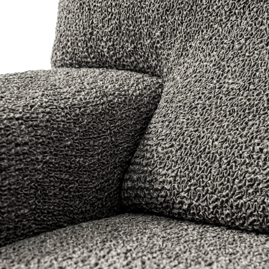 "Microfiber 3-seater sofa slipcover in various colors, showcasing a snug fit and elegant texture for enhanced decor."