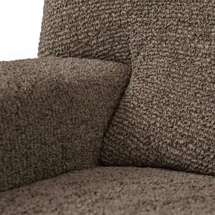 "Microfiber 3-seater sofa slipcover in various colors, showcasing a snug fit and elegant texture for enhanced decor."