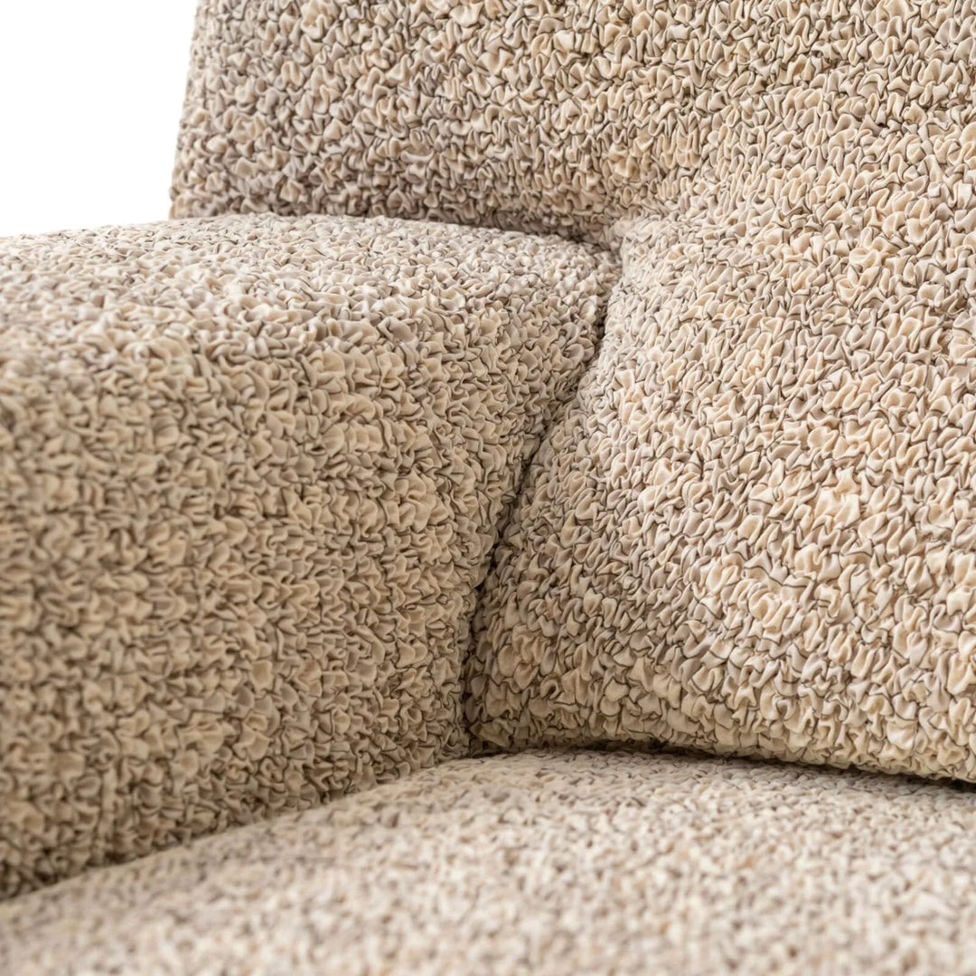 "Microfiber 3-seater sofa slipcover in various colors, showcasing a snug fit and elegant texture for enhanced decor."