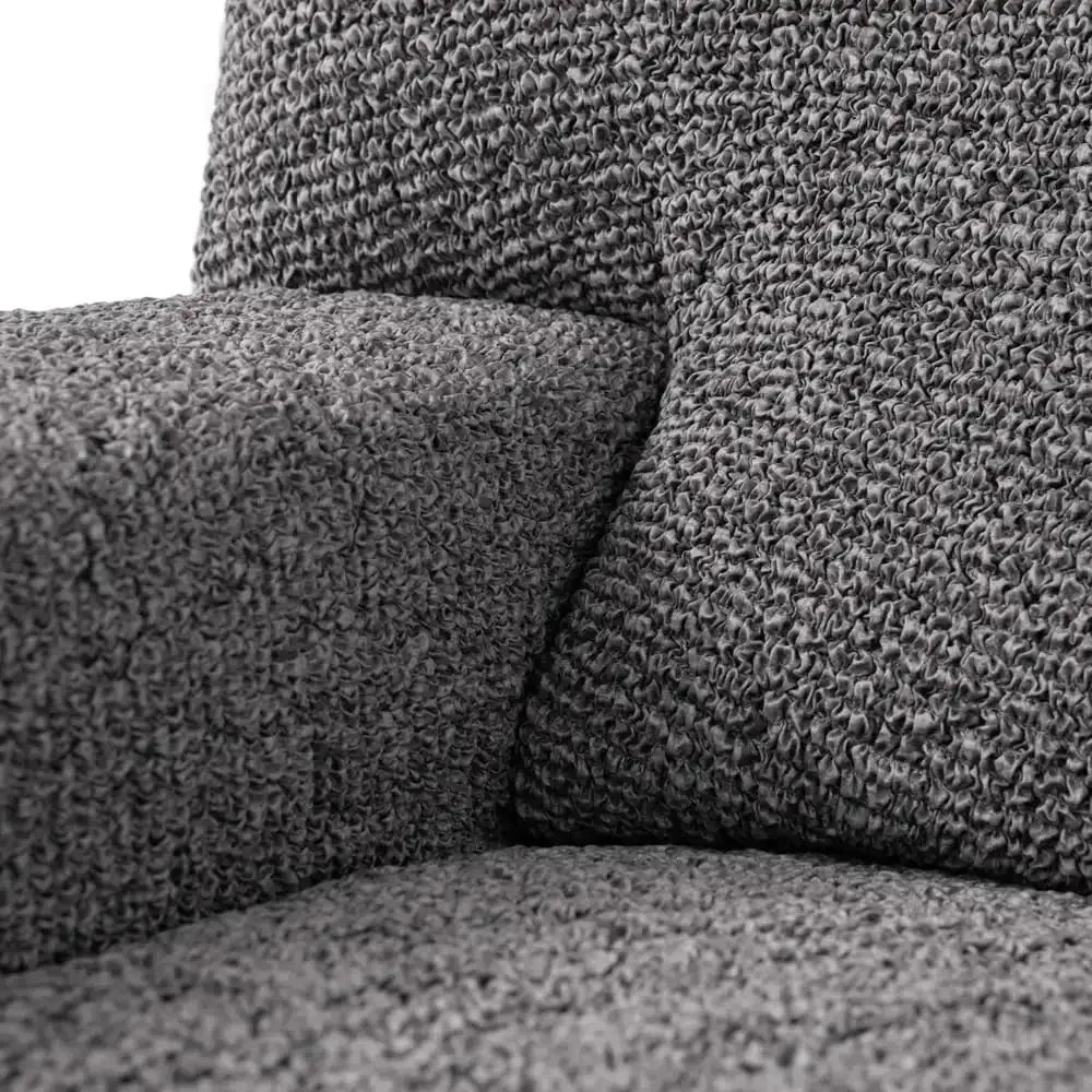 "Microfiber 3-seater sofa slipcover in various colors, showcasing a snug fit and elegant texture for enhanced decor."
