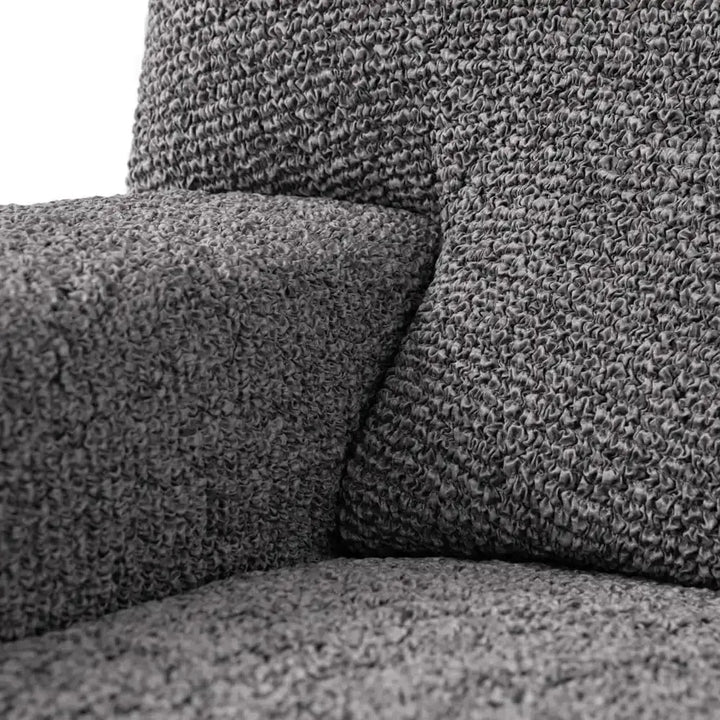 "Microfiber 3-seater sofa slipcover in various colors, showcasing a snug fit and elegant texture for enhanced decor."
