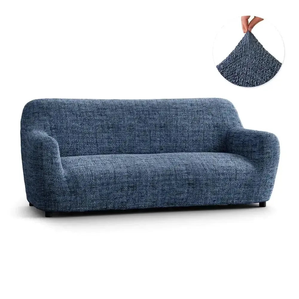 "Microfiber 3-seater sofa slipcover in various colors, showcasing a snug fit and elegant texture for enhanced decor."