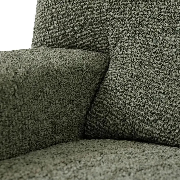 "Microfiber 3-seater sofa slipcover in various colors, showcasing a snug fit and elegant texture for enhanced decor."
