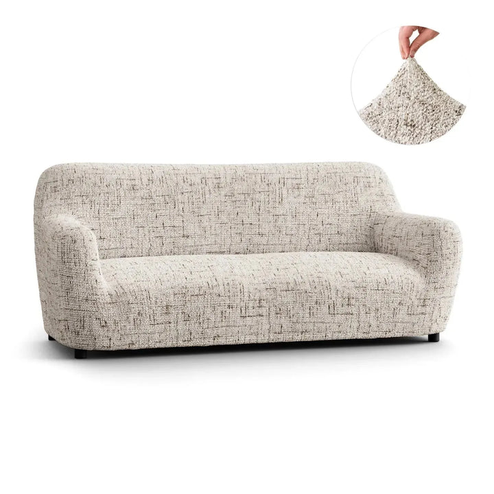 "Microfiber 3-seater sofa slipcover in various colors, showcasing a snug fit and elegant texture for enhanced decor."