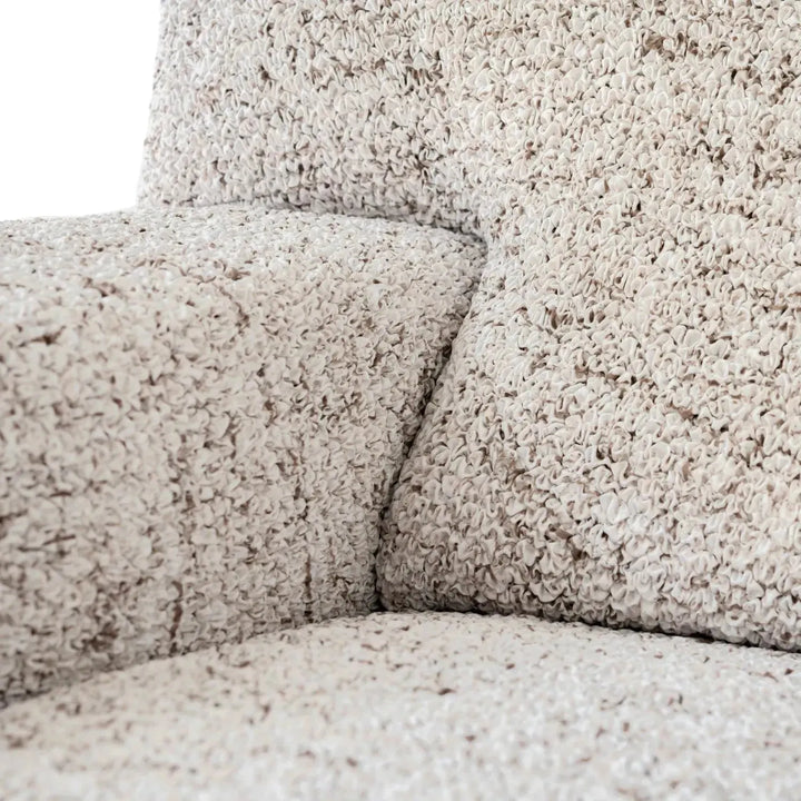 "Microfiber 3-seater sofa slipcover in various colors, showcasing a snug fit and elegant texture for enhanced decor."