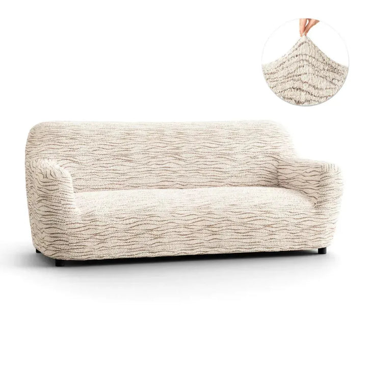 "Microfiber 3-seater sofa slipcover in various colors, showcasing a snug fit and elegant texture for enhanced decor."