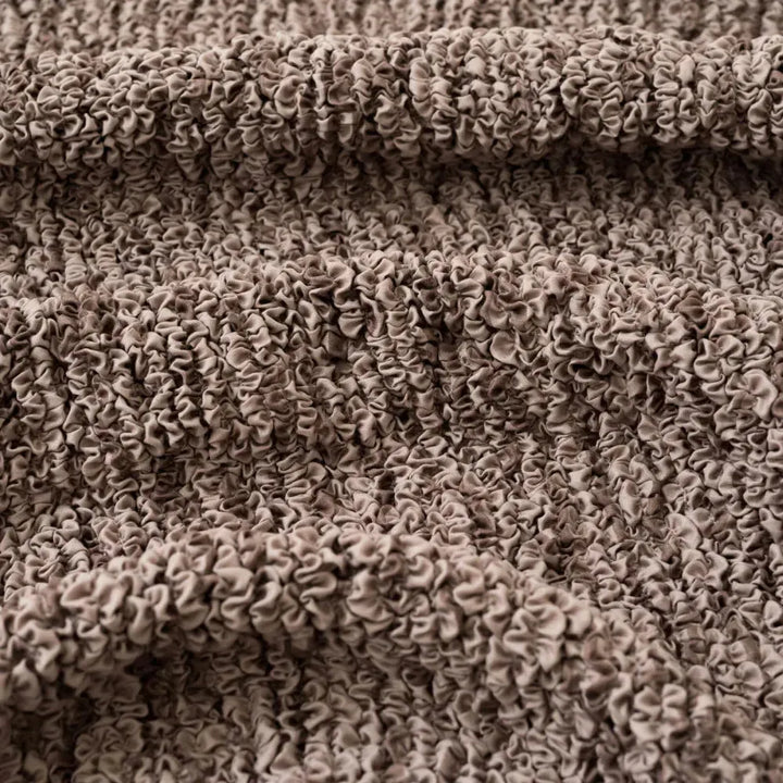 "Microfiber 3-seater sofa slipcover in various colors, showcasing a snug fit and elegant texture for enhanced decor."