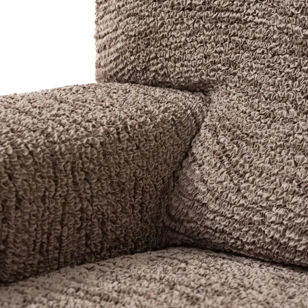 "Microfiber 3-seater sofa slipcover in various colors, showcasing a snug fit and elegant texture for enhanced decor."