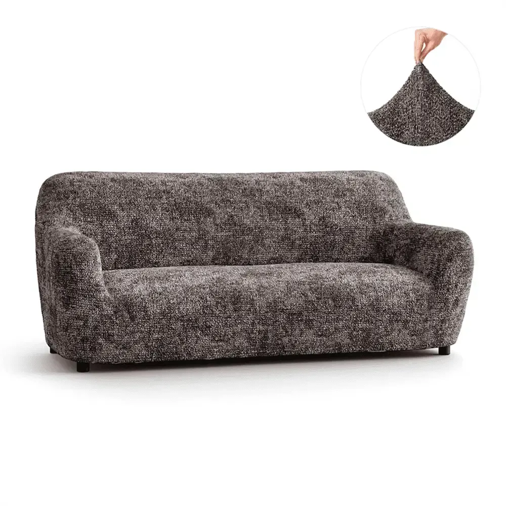 "Microfiber 3-seater sofa slipcover in various colors, showcasing a snug fit and elegant texture for enhanced decor."