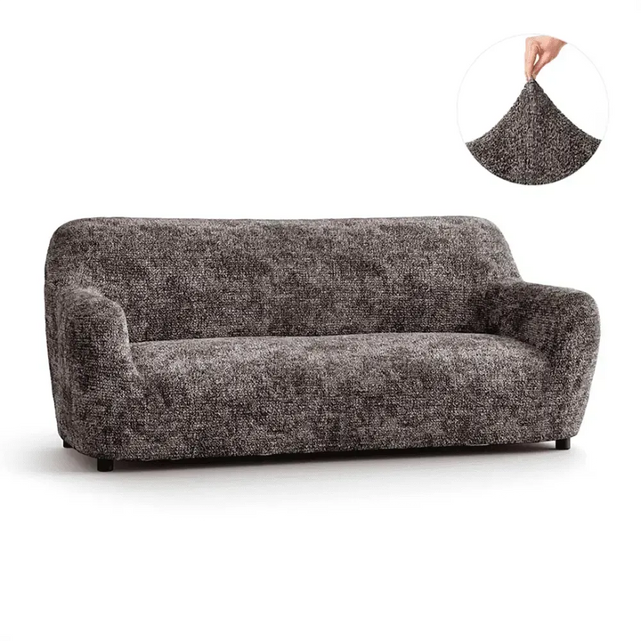 "Microfiber 3-seater sofa slipcover in various colors, showcasing a snug fit and elegant texture for enhanced decor."