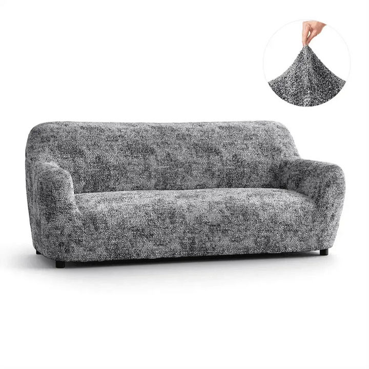 "Microfiber 3-seater sofa slipcover in various colors, showcasing a snug fit and elegant texture for enhanced decor."