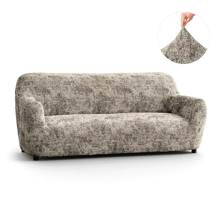 "Microfiber 3-seater sofa slipcover in various colors, showcasing a snug fit and elegant texture for enhanced decor."