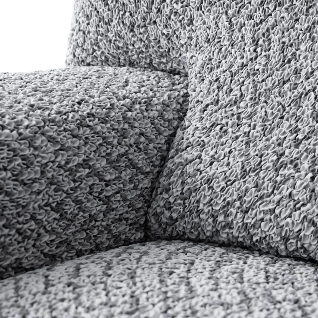 "Microfiber 3-seater sofa slipcover in various colors, showcasing a snug fit and elegant texture for enhanced decor."