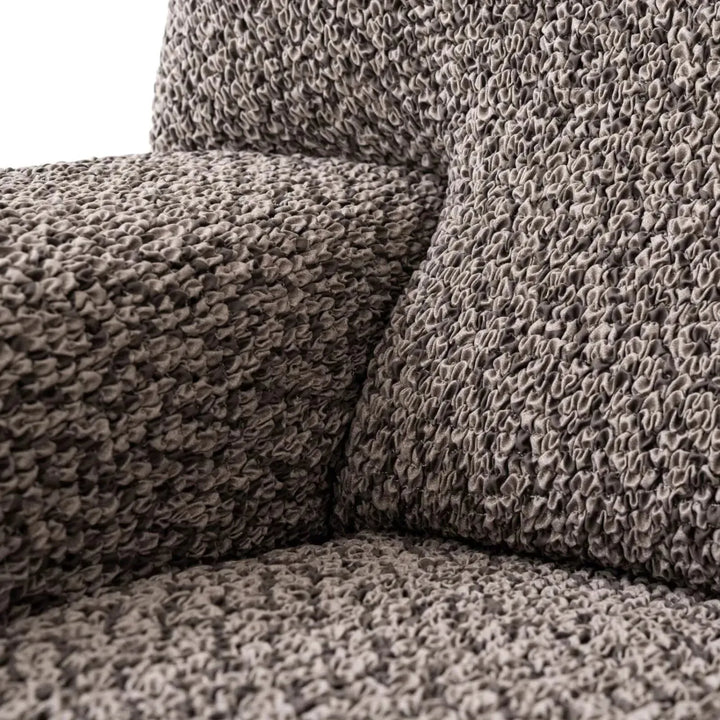 "Microfiber 3-seater sofa slipcover in various colors, showcasing a snug fit and elegant texture for enhanced decor."