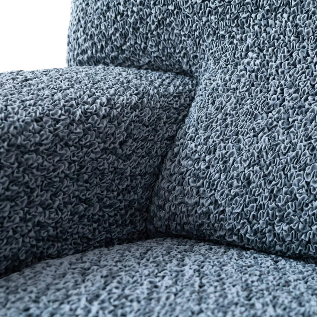 "Microfiber 3-seater sofa slipcover in various colors, showcasing a snug fit and elegant texture for enhanced decor."
