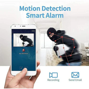 Secure your home with this small wireless HD camera, featuring night vision and motion sensing for peace of mind.