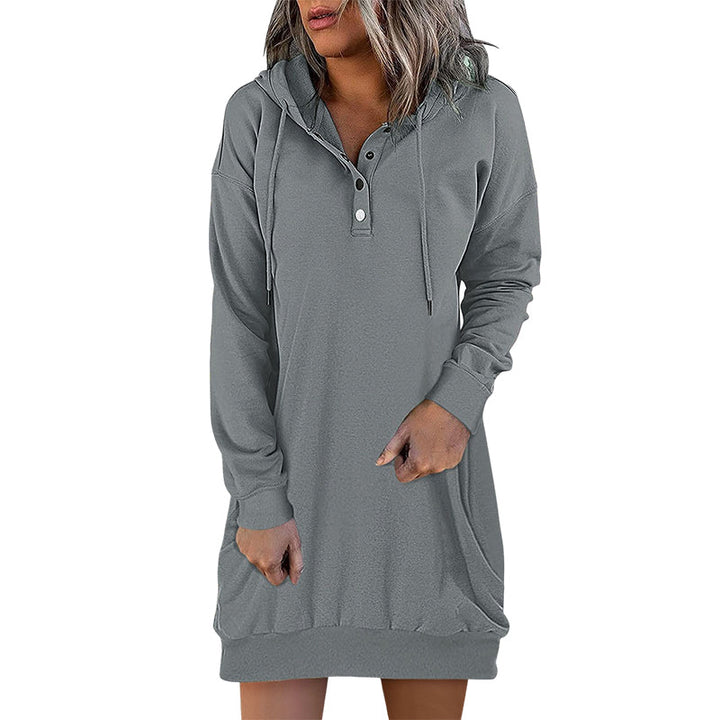 Valeria women's long pullover hoodie, offering a minimalist look & everyday comfort for any occasion.